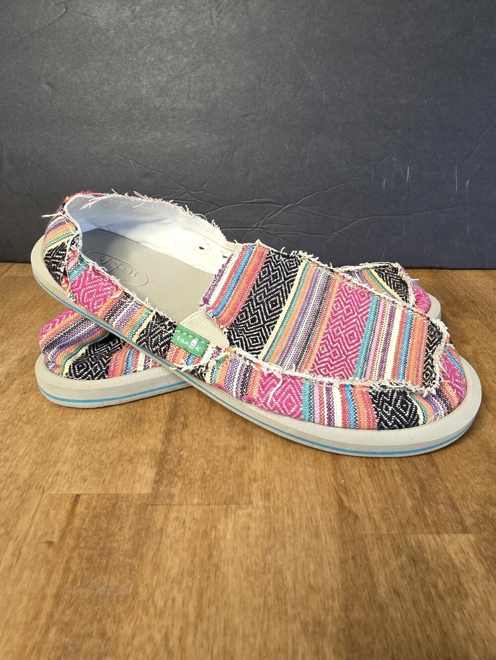 Sanuk Donna St Trail Sidewalk Surfers Loafer Serape Aztec Western Womens Sz 9